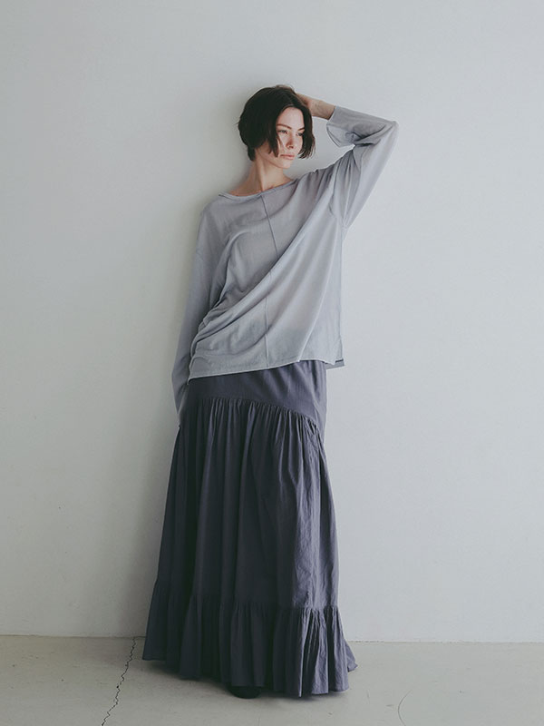 エアリーコットンガーメントダイボリュームスカート