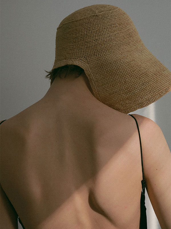 ラフィアボンネットハット