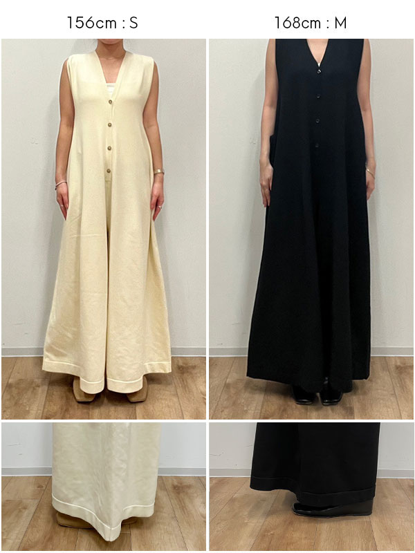 フロントボタンニットオールインワン(S IVORY): ワンピース