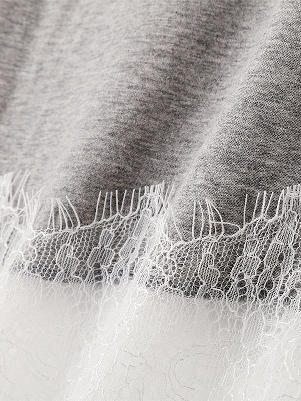 クルーネックヘムレースTee