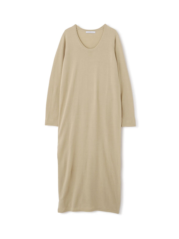 ウールラウンドネックIラインニットワンピース