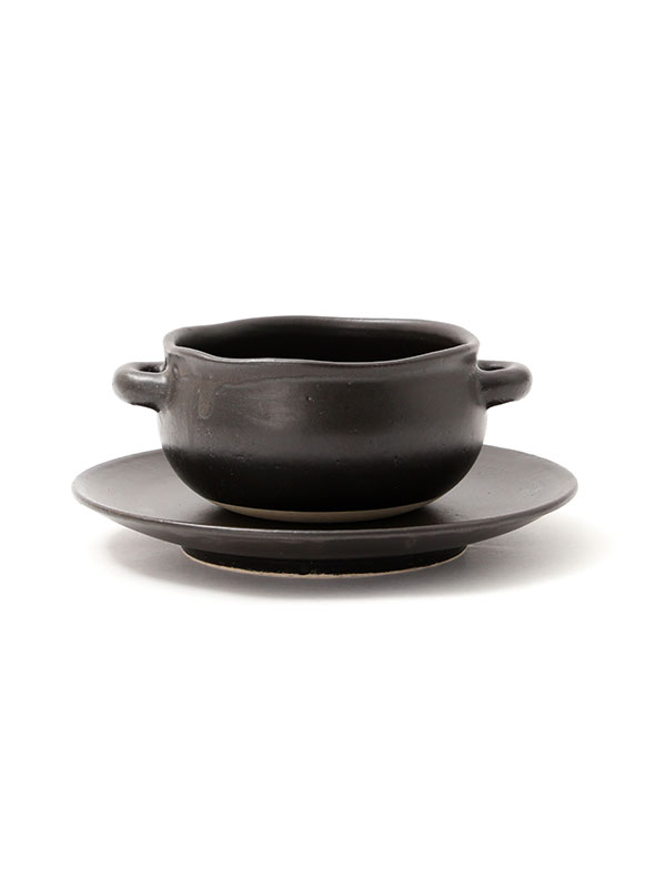 耐熱白土黒釉グラタン皿セット