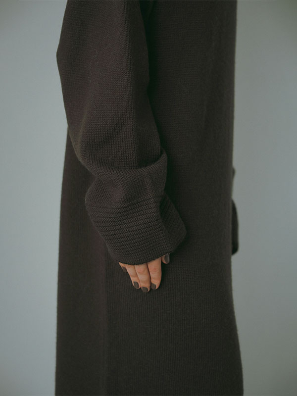 フーディーストールニットロングワンピース