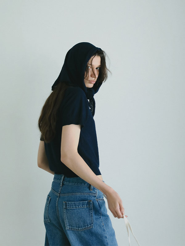 ハーフスリーブブークレニットカーディガン