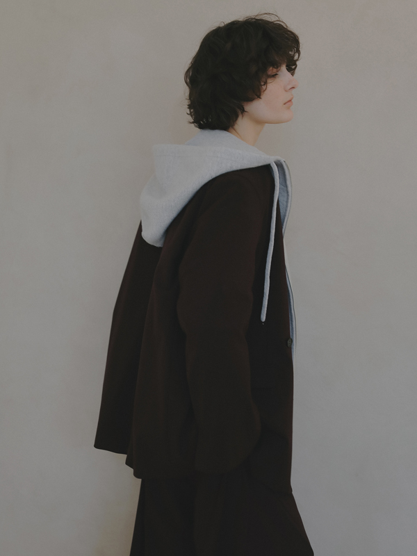 サイロスパンノーカラーダブルブレストジャケット