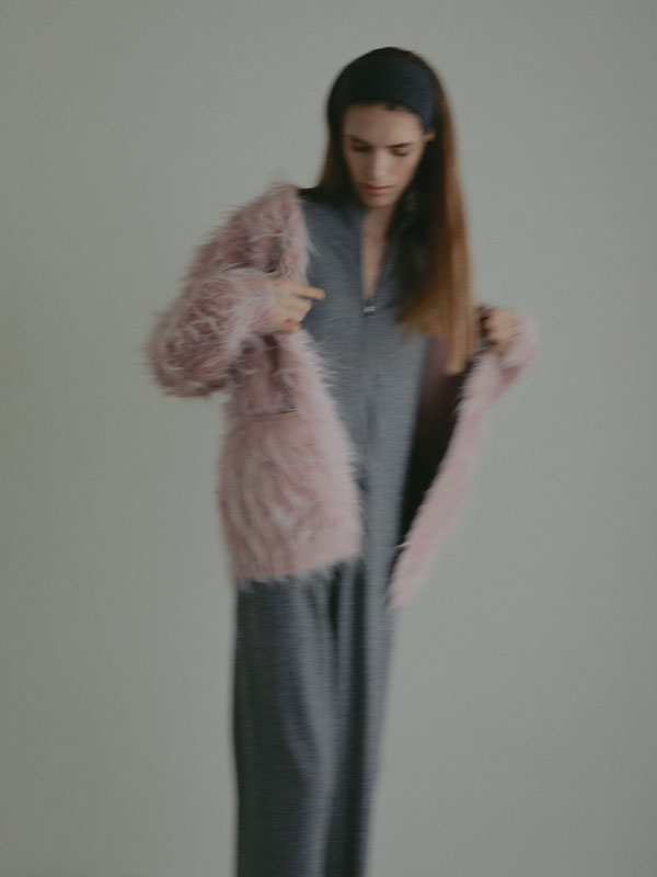 ダブルフェイスヘアリーニットカーディガン