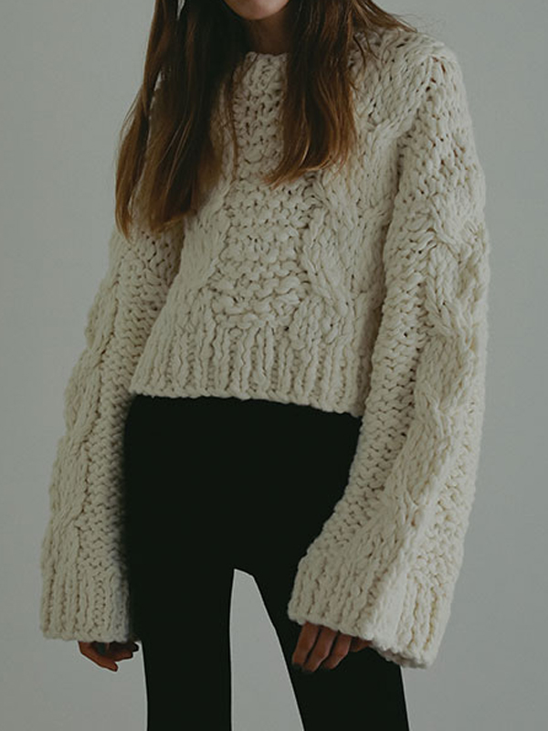 ハンドニットケーブルプルオーバー