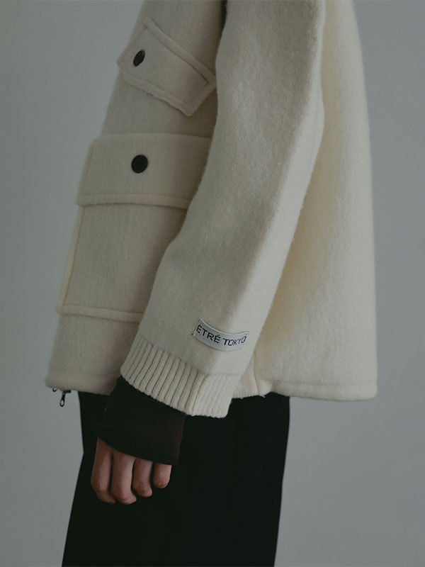 ダブルフェイスフロントファスナーニットプルオーバー