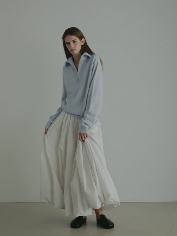 ハーフジップハイゲージニットプルオーバー