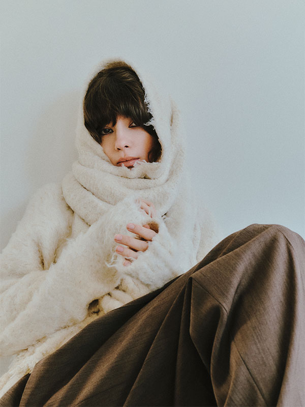 SANTEヘアリーシルクＶネックニットプルオーバー