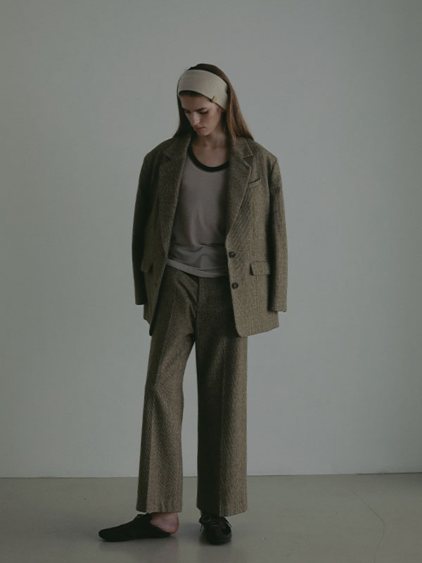 チェックツィードセンタークリースパンツ