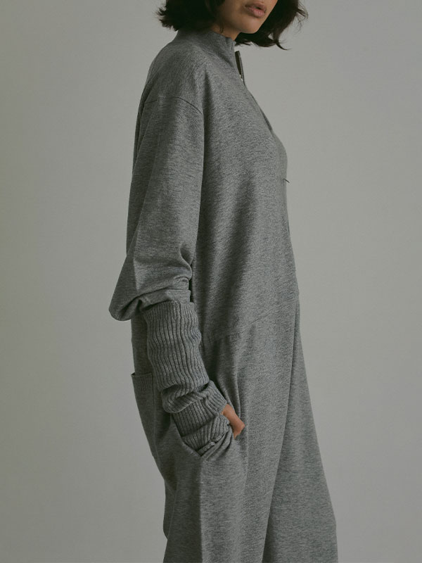 フロントファスナーニットオールインワン