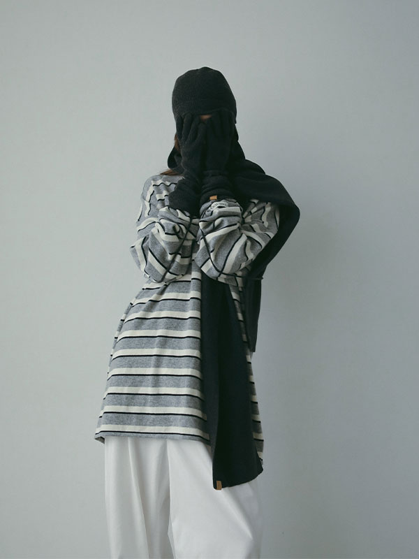 ホールガーメントストールニットキャップ