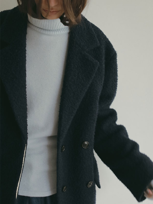 ETRE TOKYO ダブルブレストウールコート ネイビー ETRE TOKYO - ダブルブレストウールコート - NAVY | ADDICT WEB SHOP