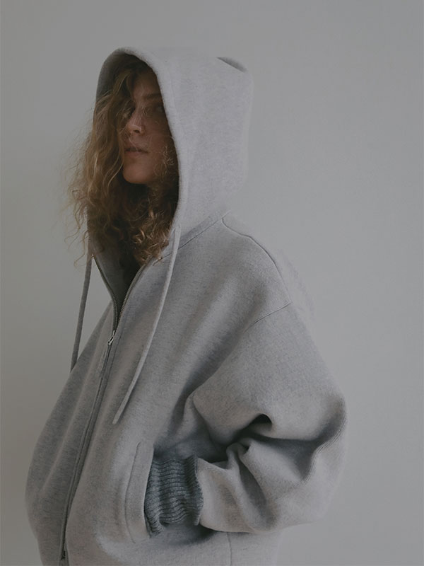 ダブルフェイスオーバーサイズニットパーカー(F LIGHT GREY): トップス