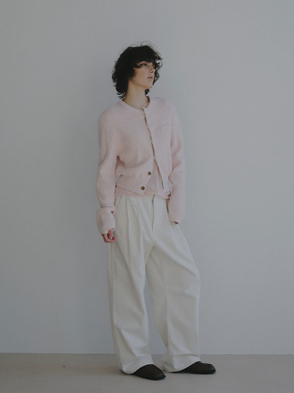 ファンシーヤーンクルーネックニットカーディガン