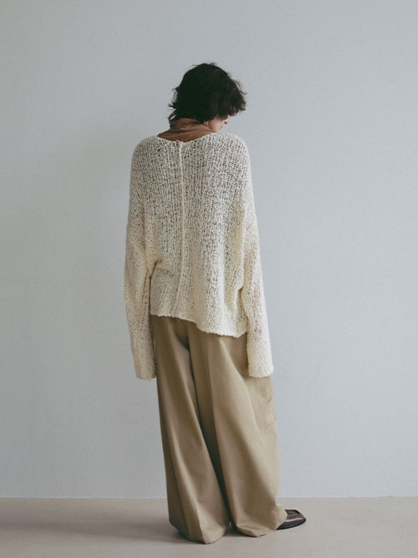 スラブヤーンローゲージニットプルオーバー