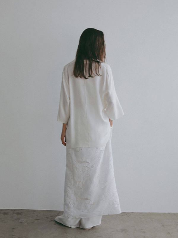 オープンネックキュプラシャツ