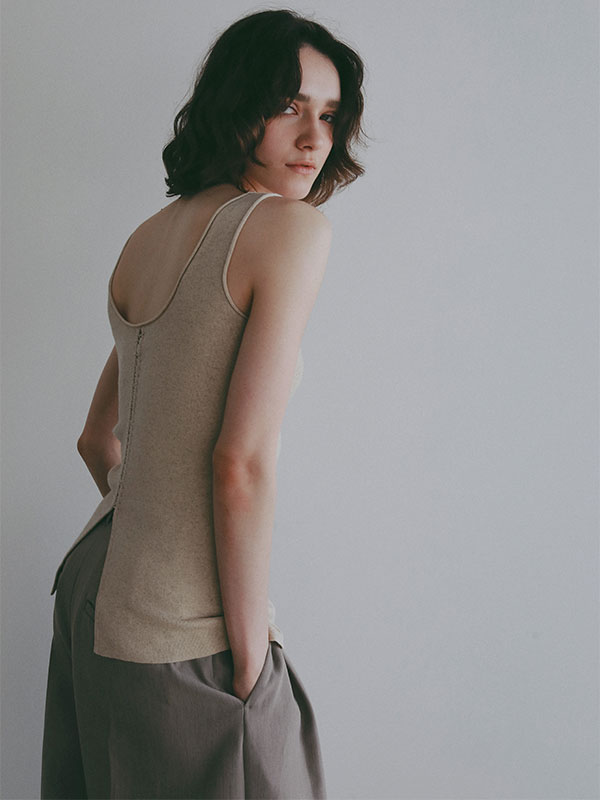 レースアップ2wayニットタンク