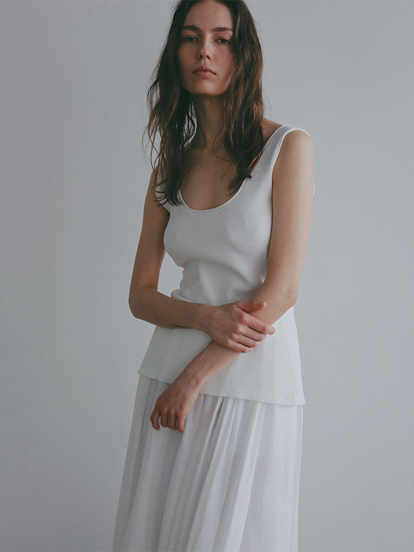 レースアップ2wayニットタンク(F WHITE): トップス │ ETRE TOKYO