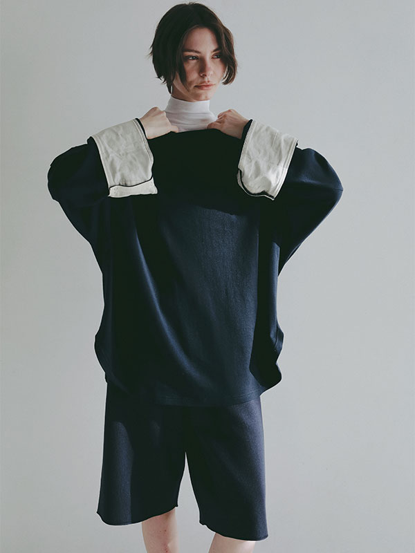 ボートネックカフスロンTee