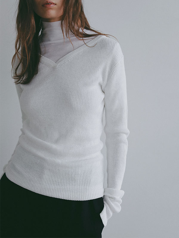 ハーフスリーブハイネックシアープルオーバー