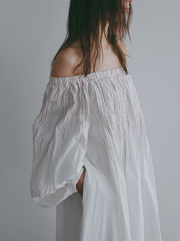 ハンドステッチボリュームワンピース