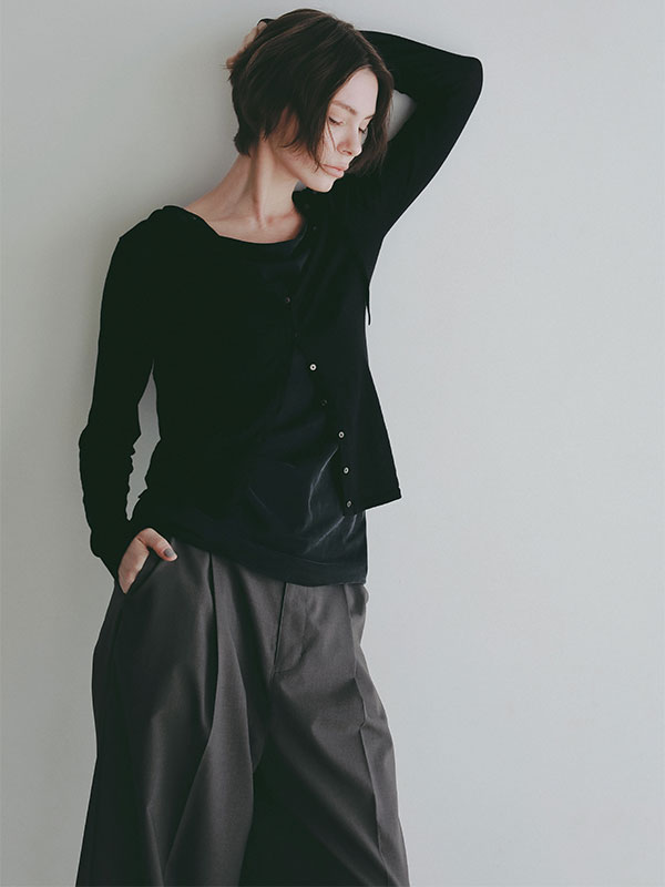 シアーニットフードカーディガン