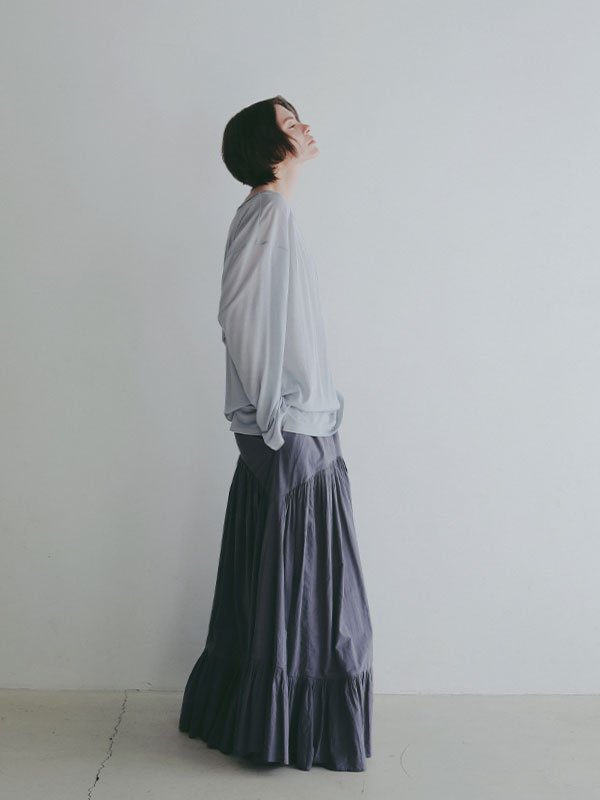 エアリーコットンガーメントダイボリュームスカート