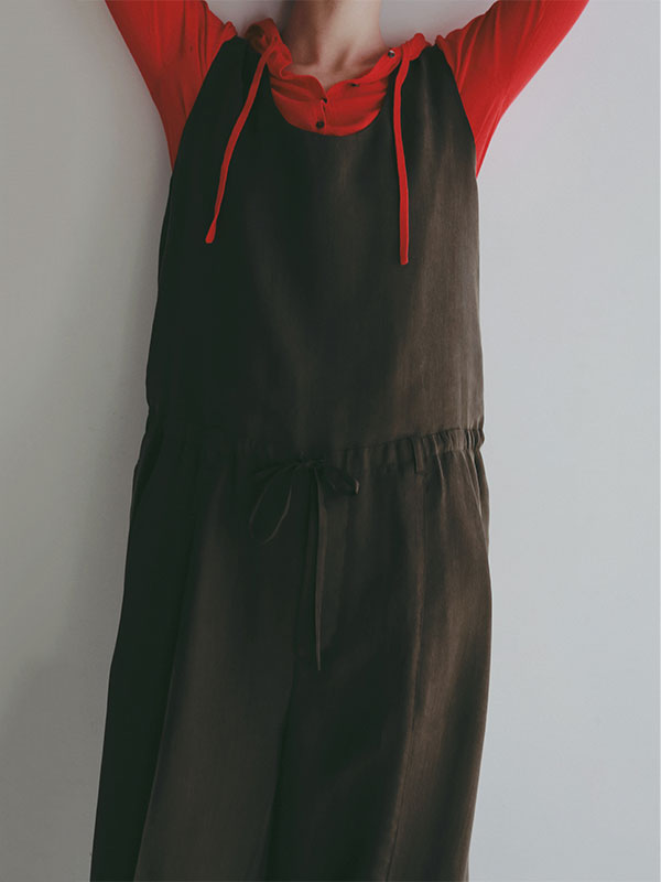 クルーネックキュプラタンクオールインワン