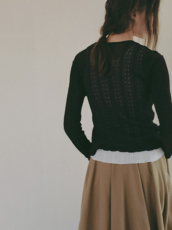 パターンスティッチシアーニットカーディガン