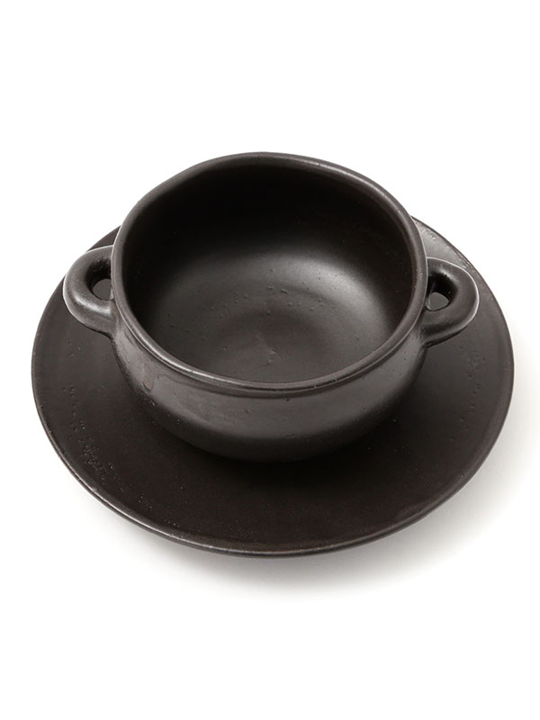 耐熱白土黒釉グラタン皿セット