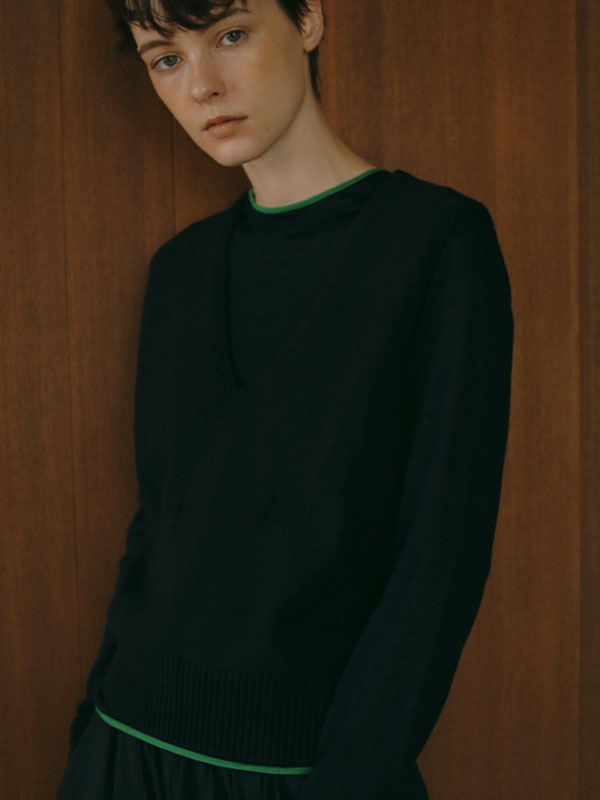 バイカラーハイゲージニットプルオーバー(F WHITE): トップス │ ETRE 