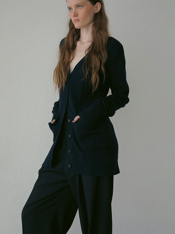 ランダムリブVネックニットカーディガン