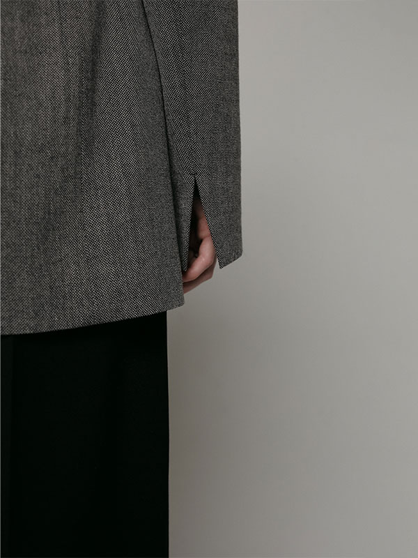 SANTEウエストシェイプノーカラージャケット(S GREY): アウター
