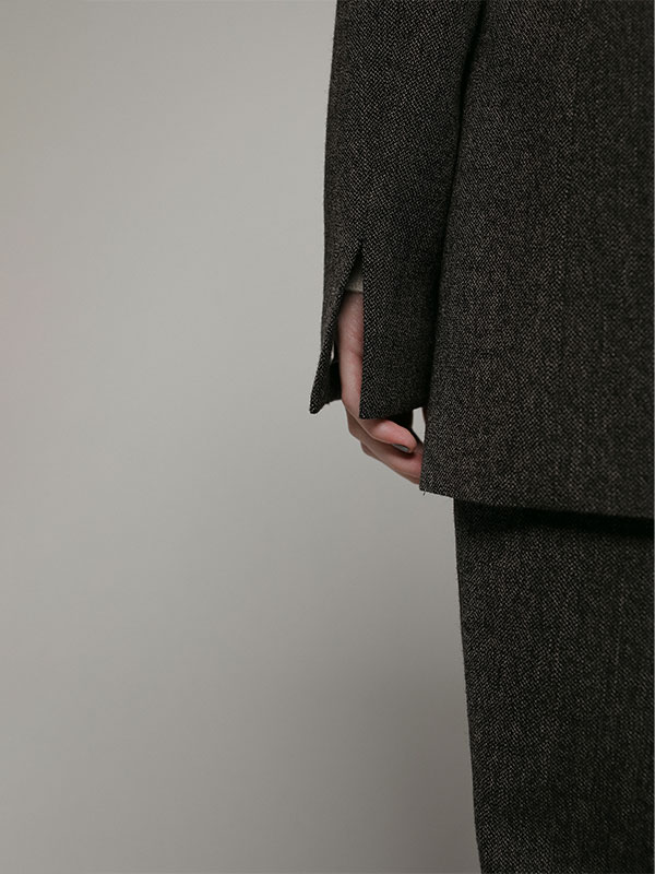 SANTEウエストシェイプノーカラージャケット(S GREY): アウター