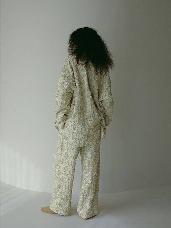 カットジャガードセミワイドパンツ(S OFF WHITE): ボトムス