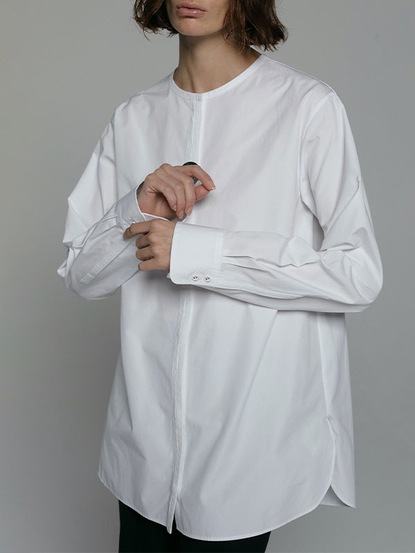 SANTEアクセサリーボタンノーカラーシャツ