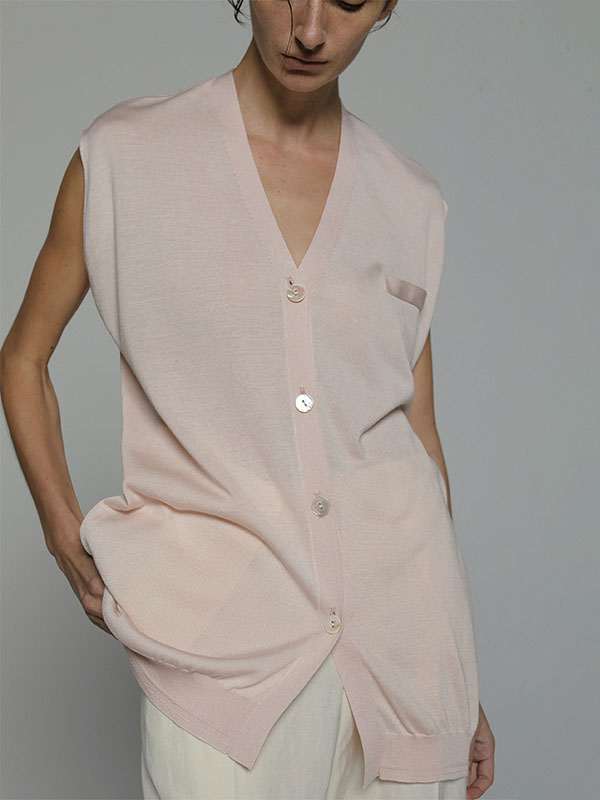 SANTEシルクVネックニットベスト