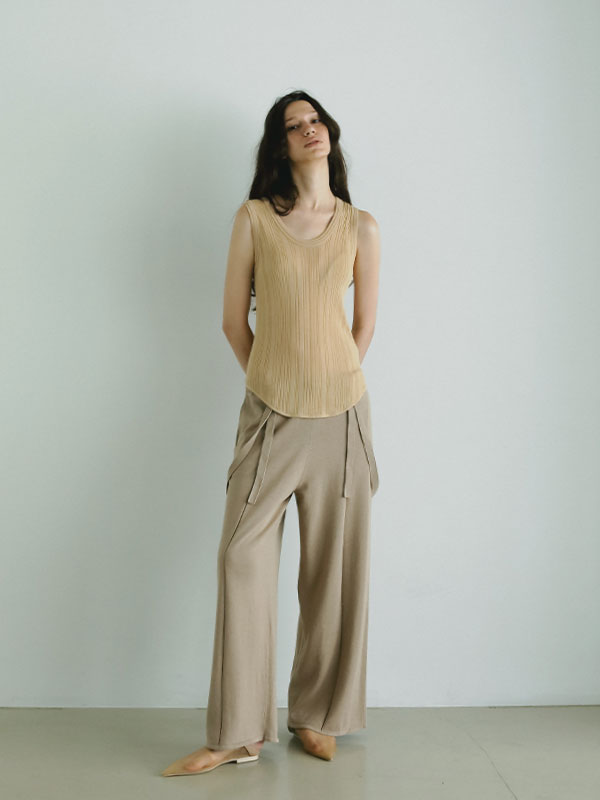 コットンリネンニットサスパンツ(S BEIGE): ボトムス │ ETRE