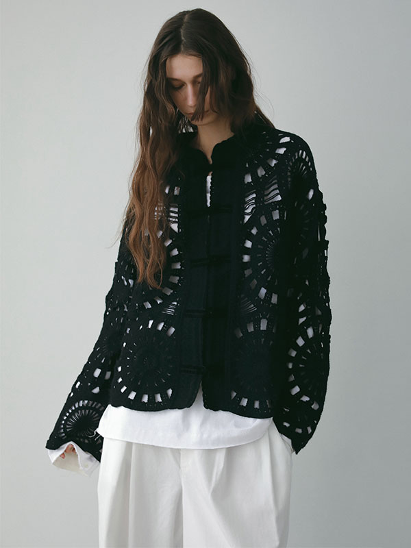 エンブロイダリーニットジャケット