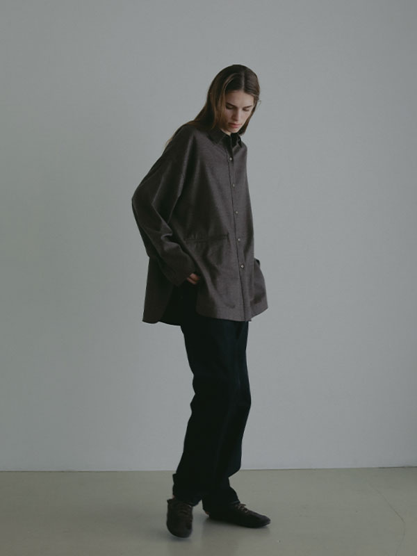 ハイカウントフラノオーバーサイズシャツ(F GREIGE): トップス