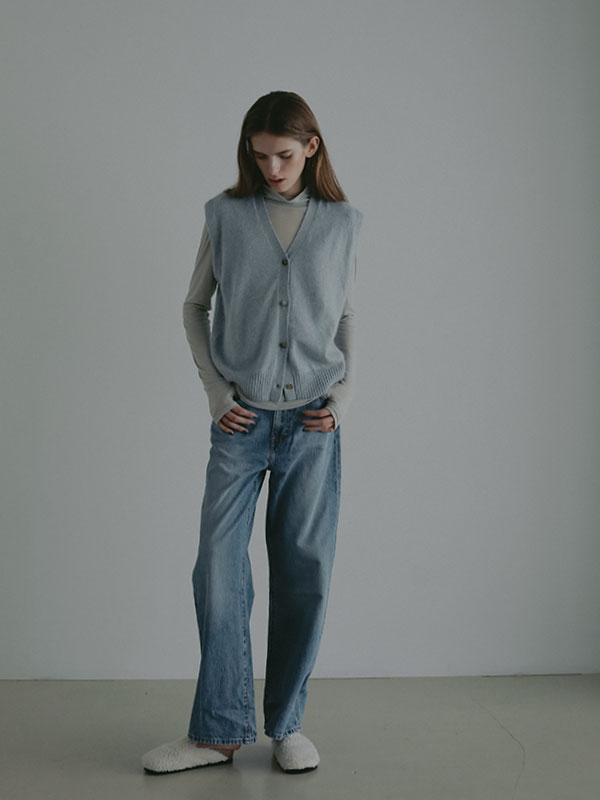 プレーンステッチVネックニットベスト