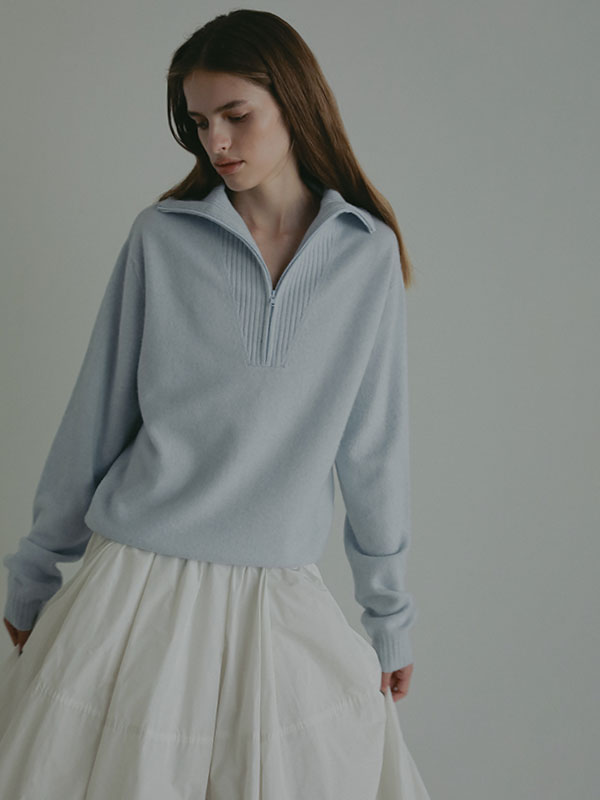 ハーフジップハイゲージニットプルオーバー