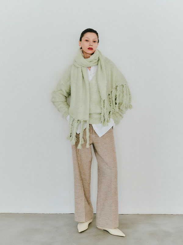 SANTEヘアリーシルクＶネックニットプルオーバー