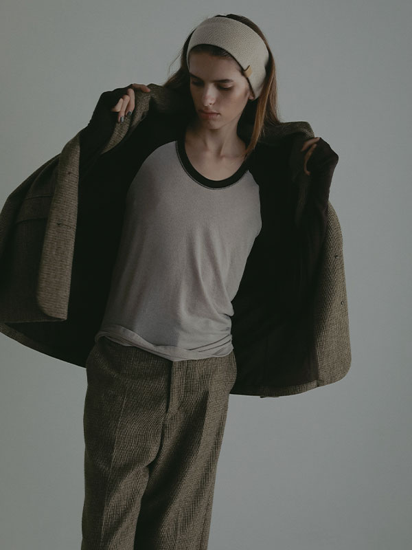 チェックツィードセンタークリースパンツ