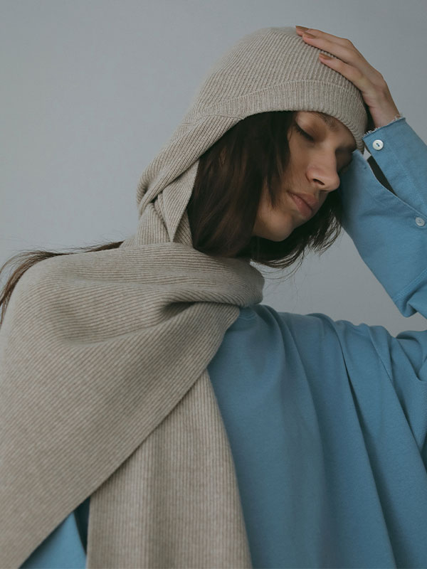 ホールガーメントストールニットキャップ