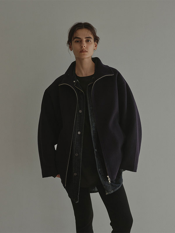 メルトンスタンドネックリバーブルゾン