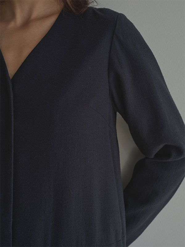 VネックIラインロングワンピース