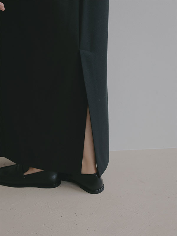 ウーステッドドレープネックワンピース